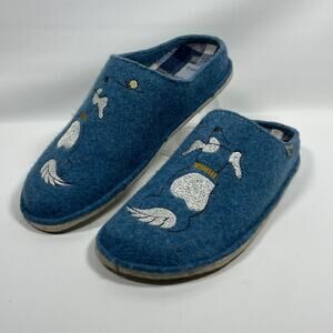 TOFEE Slippers Adult 8 Dog Wool Felt Slides Clogs Mule Slip On Blue Poland